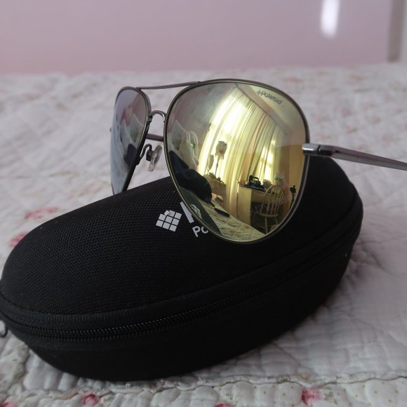 Polaroid Polarized Aviator Silver Metal Reflective Lenses Sunglasses P4139R